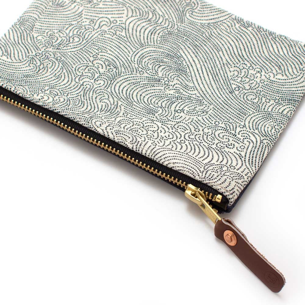 Japanese Ivory Tidal Wave Zipper Pouch | Independent Goods