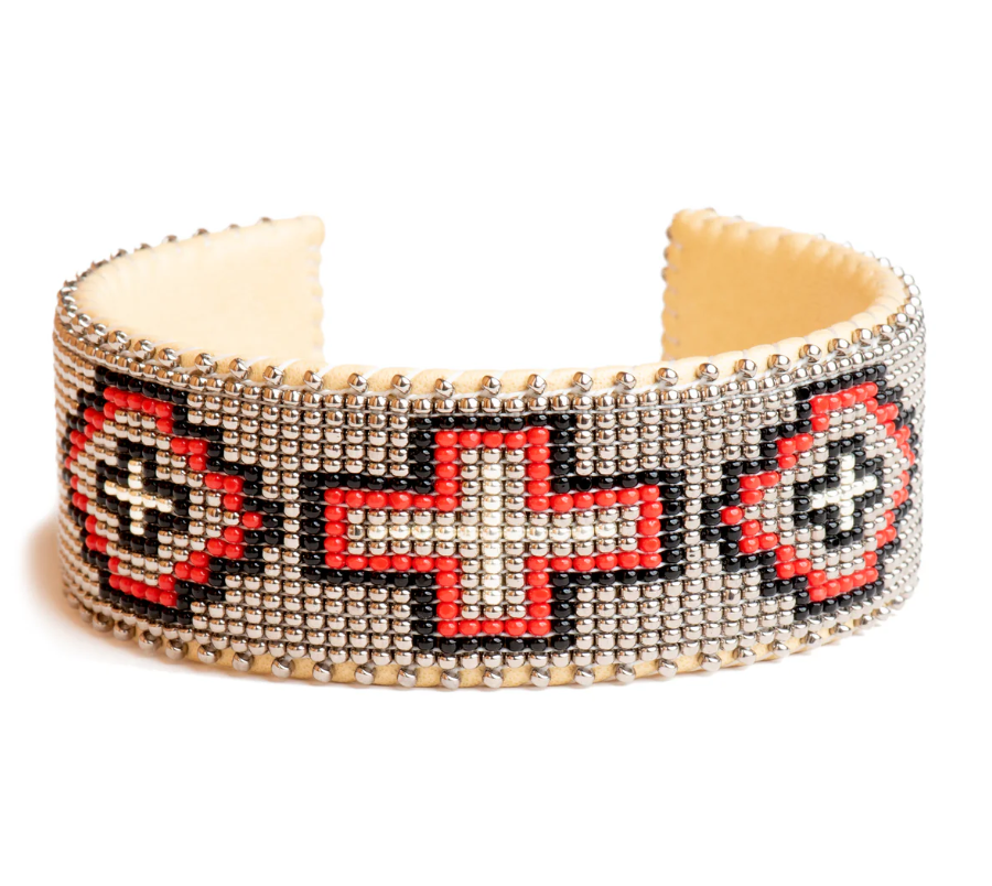 Southwestern Native Style Beaded Cuff Bracelet - Handmade, Adjustable, Glass Seed Beads - View #5