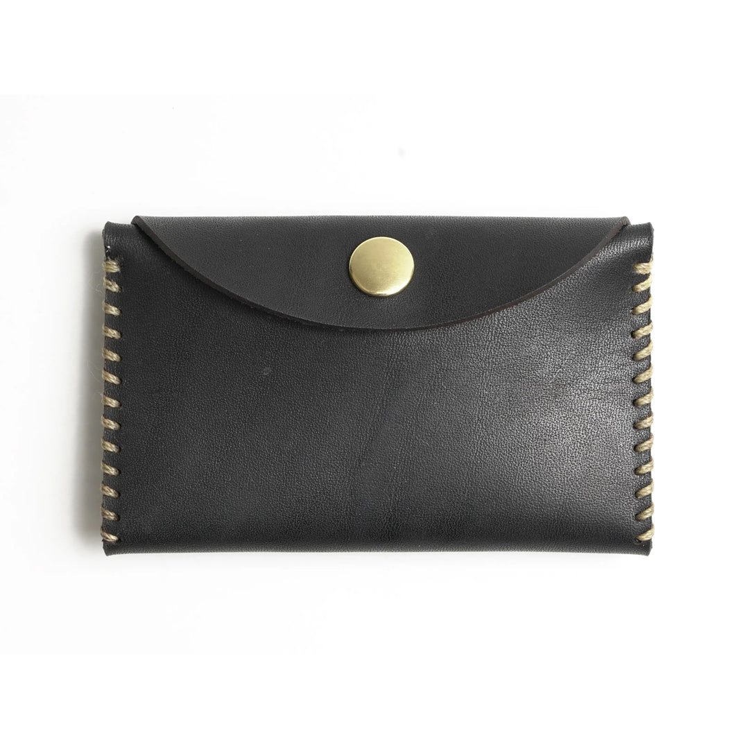 Compact business wallet in tumbled leather, black