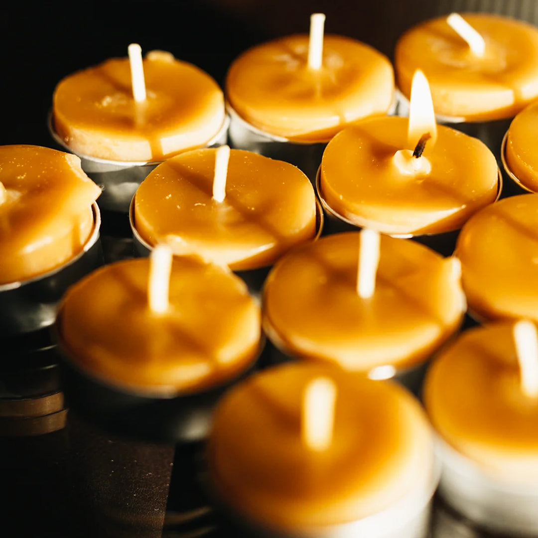Box of 12 Tea Lights – Bee Happy Candles
