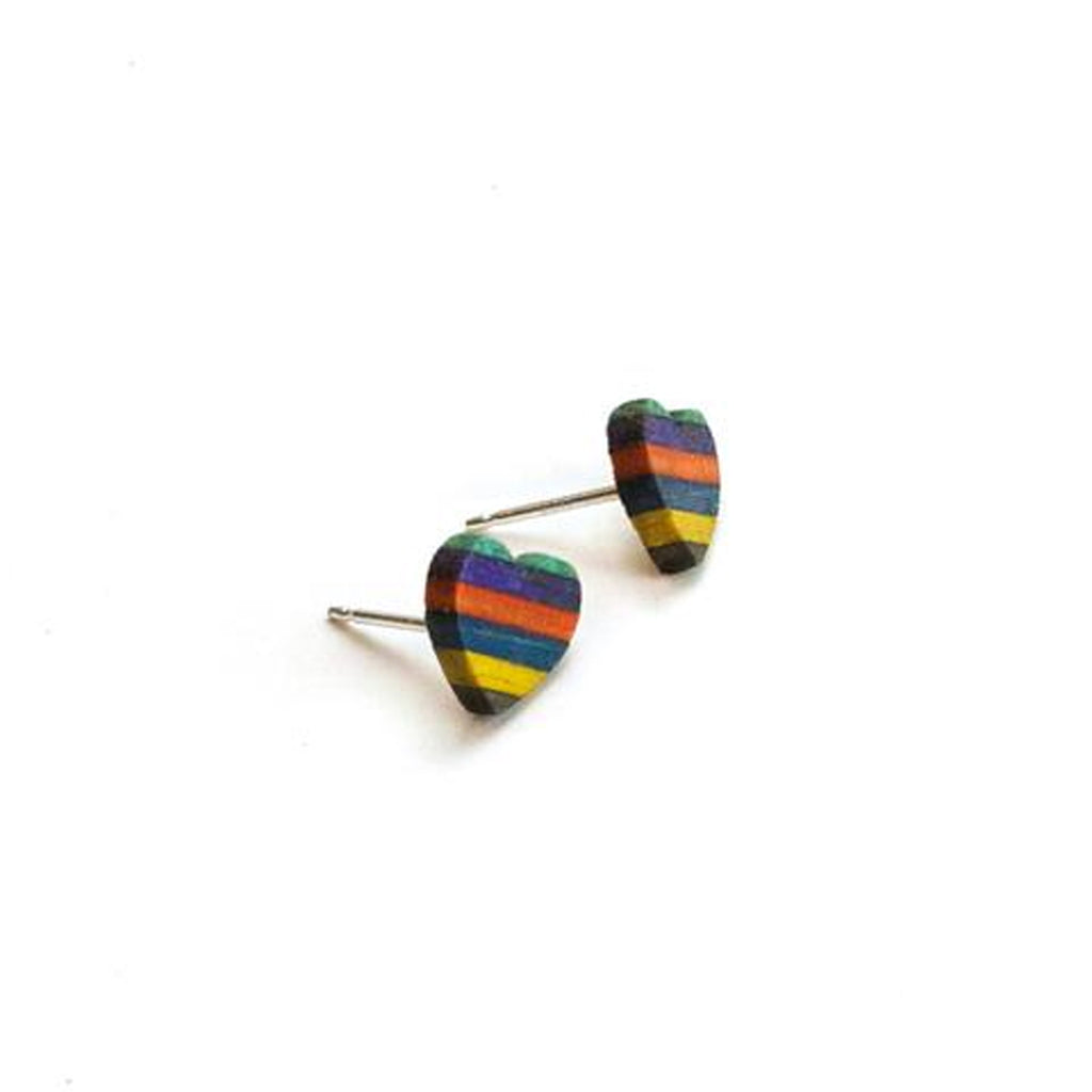 Tiny Heart Earrings | Recycled Skateboards