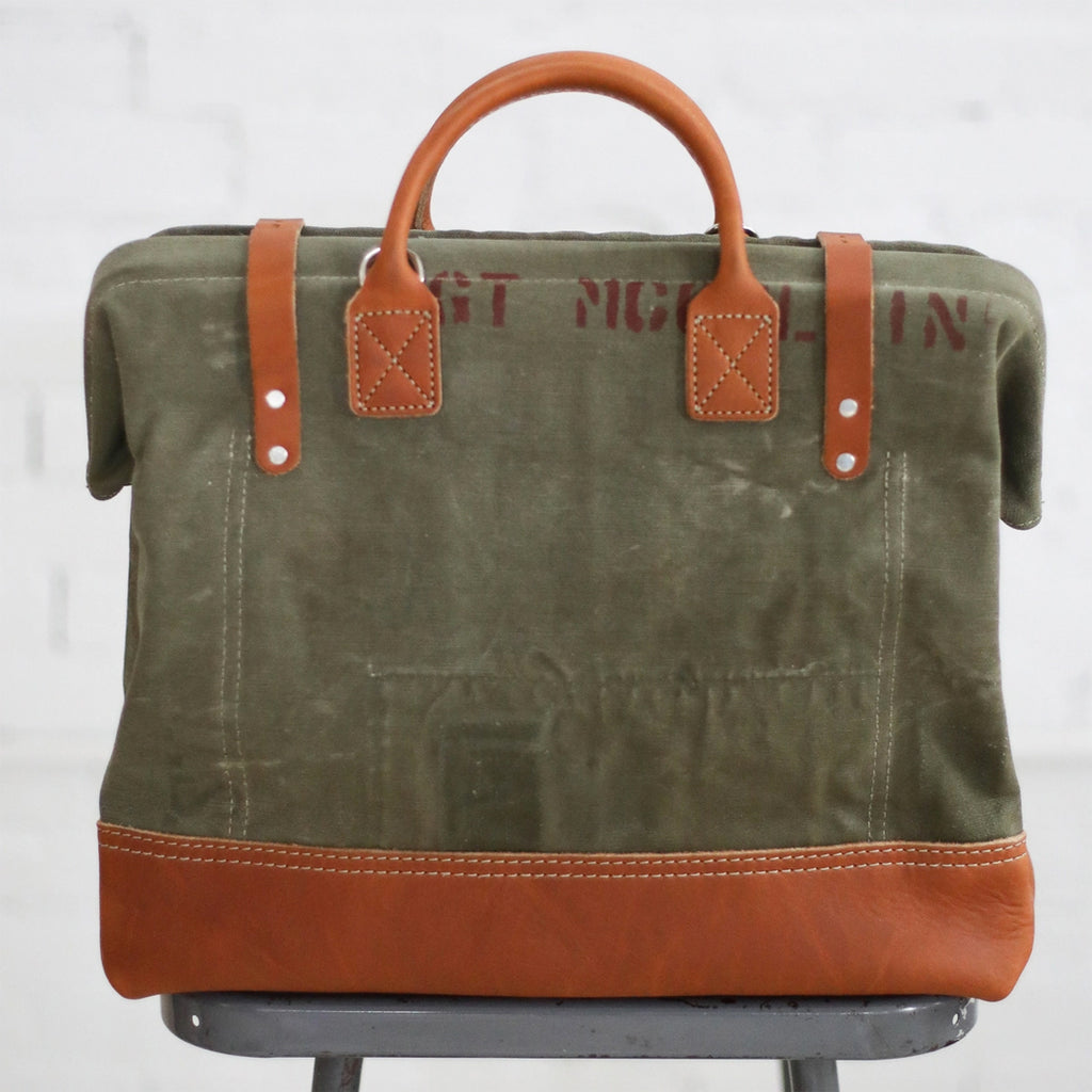 WWII Era Salvaged Canvas Carryall v.3