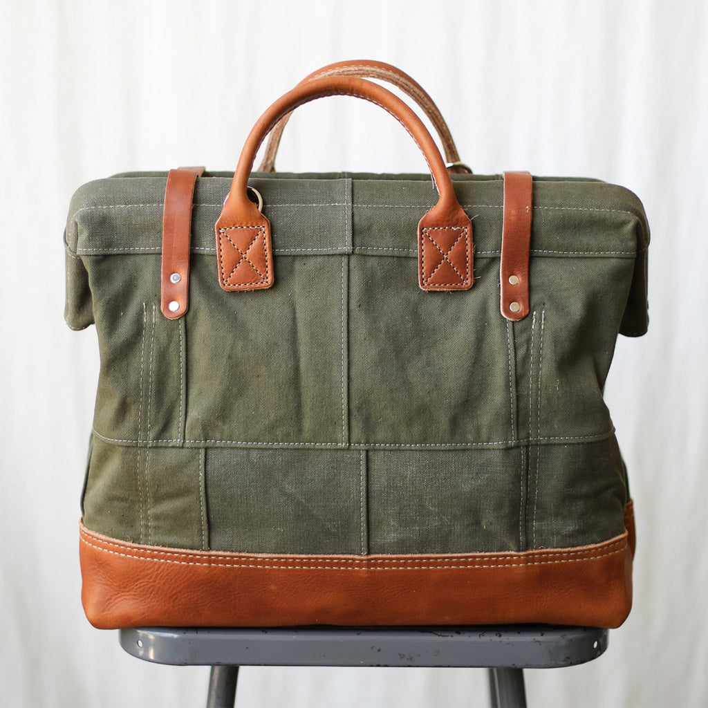 WWII Era Salvaged Canvas Carryall v.4 | Patchwork