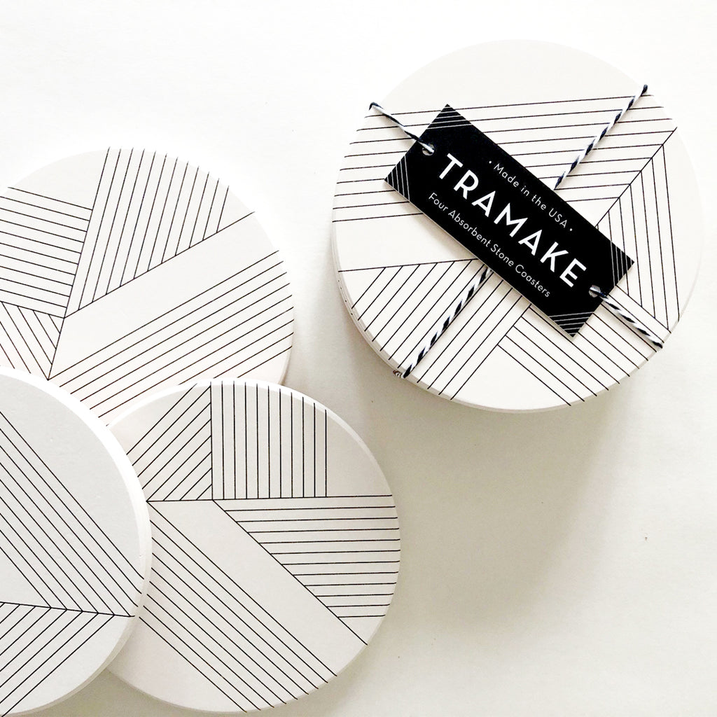 Art Deco Absorbent Ceramic Coasters | Set of 4