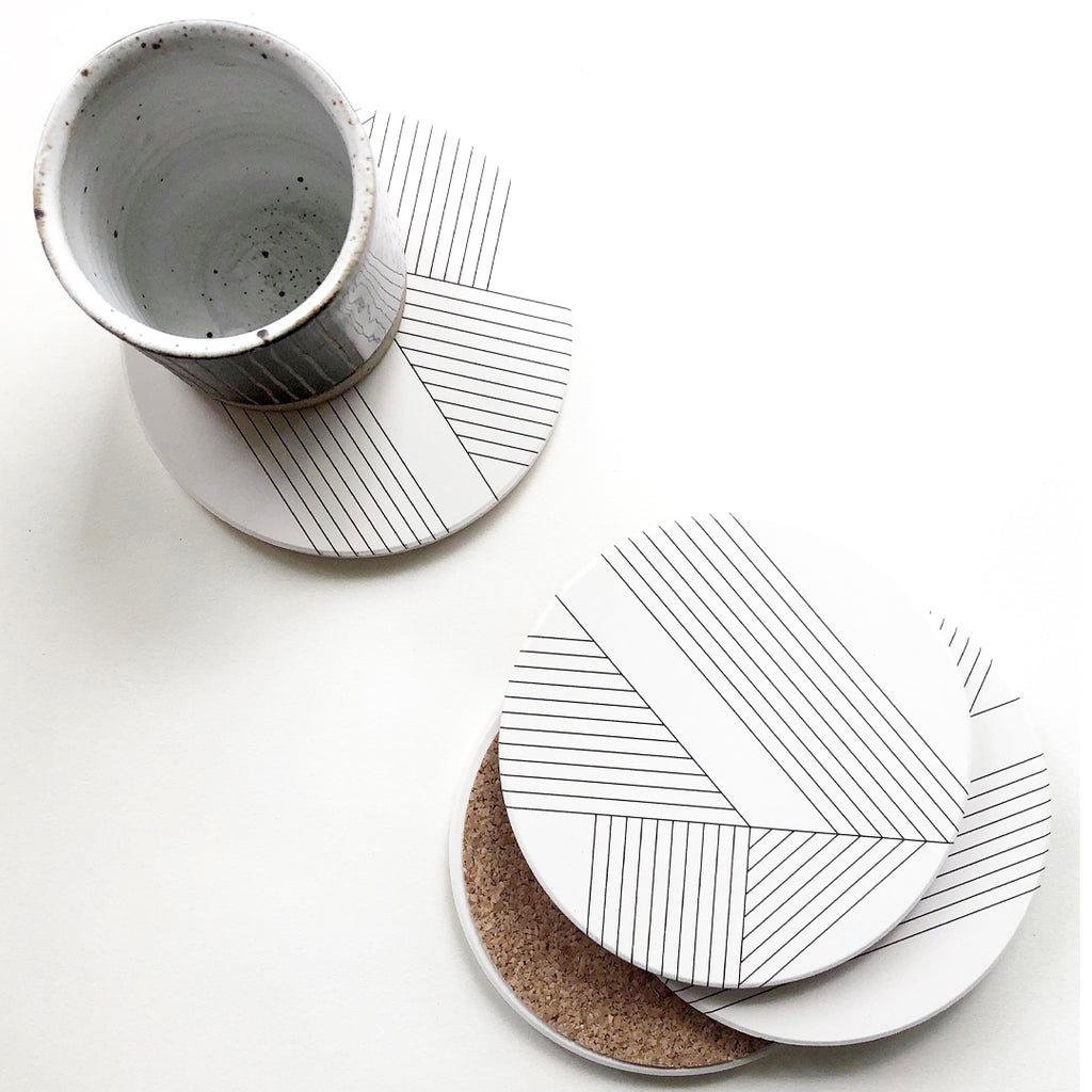 Art Deco Absorbent Ceramic Coasters | Set of 4