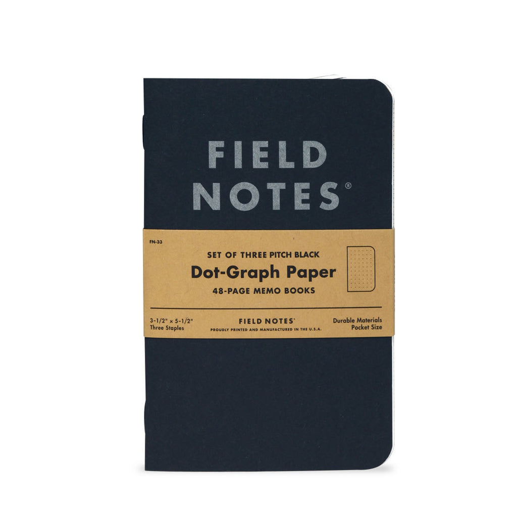 Pitch Black Memo Book | 3 Pack (Ruled or Dot)