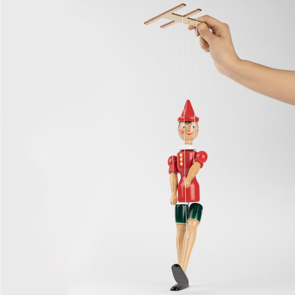 Italian Handmade Pinocchio Wooden Marionette 15" and 10"